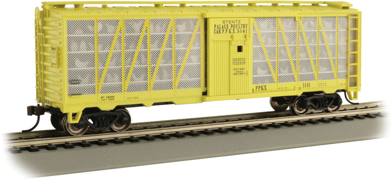 Poultry Stock Car - Ready to Run -- Stentz Palace Poultry Car Co. PPKX #5141 (yellow)