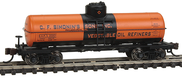 ACF 36' 6" 10,000-Gallon Tank Car - Ready to Run - Silver Series(R) -- C. F. Simonin's Sons (orange, black)-1