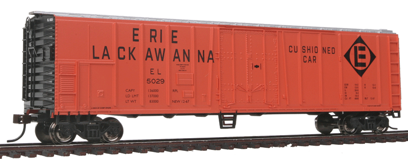 50' Steel Mechanical Reefer - Ready to Run - Silver Series(R) -- Erie-Lackawanna #5029 (orange, black, silver)-1