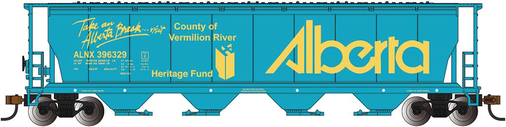 Canadian Cylindrical 4-Bay Grain Hopper - Ready to Run - Silver Series(R) -- Alberta (Vermillion River)