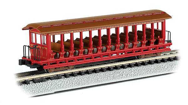 Jackson Sharp Open-Sided Excursion Car - Ready to Run - Silver Series(R) -- Red, Silver-1