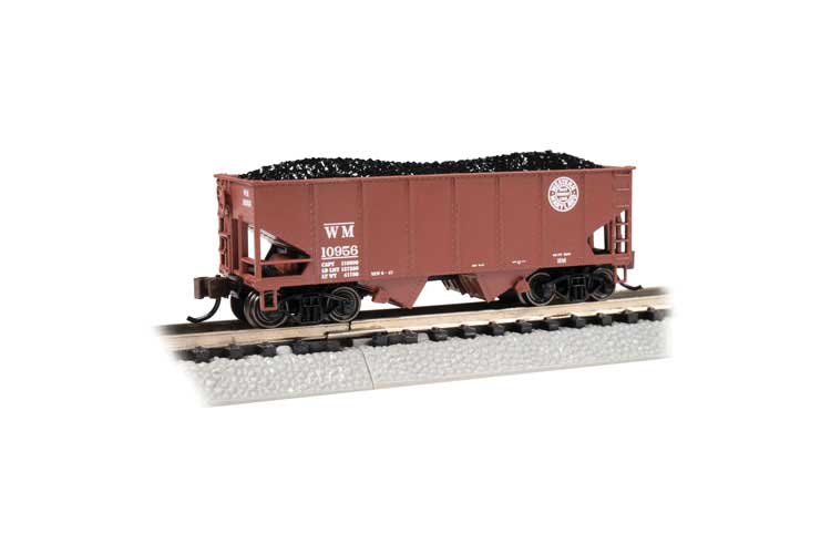 USRA 55-Ton Outside-Braced Hopper with Load - Ready to Run - Silver Series(R) -- Western Maryland #10956 (Boxcar Red, Fast Freight Logo)