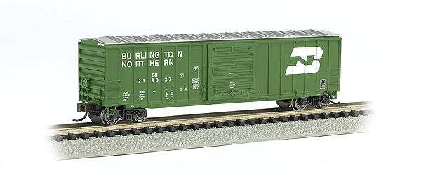 ACF 50'6" Outside-Braced Sliding-Door Boxcar - Ready to Run - Silver Series -- Burlington Northern (Cascade Green, Large Logo)-1