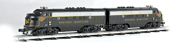 EMD F3 A-A Set - Conventional 3-Rail - Williams(TM) Golden Memories(R) -- Western Maryland (black, yellow, Fireball Logo)-1