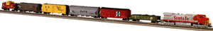 Silver Series Trainmaster Train Set -- Santa Fe ("Warbonnet" silver, red)
