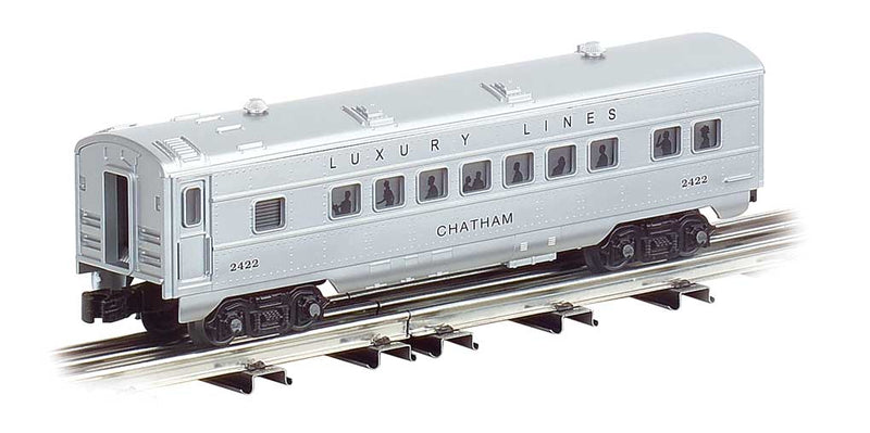 Williams(TM) by Bachmann,Golden Memories(R)O-27 Streamliner 4-Car PassengerS -- Luxury Lines (silver); Includes: 2 Coaches, Vista-Dome, Observation Car-1