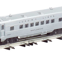 Williams(TM) by Bachmann,Golden Memories(R)O-27 Streamliner 4-Car PassengerS -- Luxury Lines (silver); Includes: 2 Coaches, Vista-Dome, Observation Car