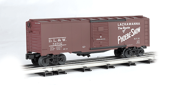 40' Steel Boxcar - 3-Rail - Ready to Run - Williams(TM) -- Delaware, Lackawanna & Western #51702 (Boxcar Red, Phoebe Snow Slogan)-1