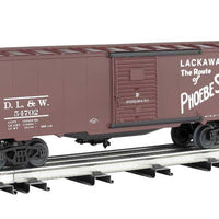 40' Steel Boxcar - 3-Rail - Ready to Run - Williams(TM) -- Delaware, Lackawanna & Western #51702 (Boxcar Red, Phoebe Snow Slogan)