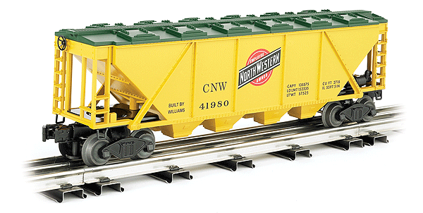 4-Bay Covered Hopper - 3-Rail - Ready to Run - Williams(TM) -- Chicago & North Western #41980 (yellow, green, Large Logo)-1