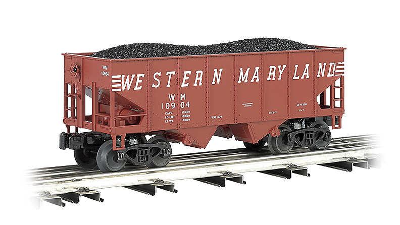 USRA 55-Ton 2-Bay Hopper w/Load - 3-Rail - Ready to Run - Williams(TM) -- Western Maryland #10904 (Boxcar Red, Speed Lettering)-1