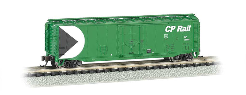50' Plug Door Boxcar - Ready to Run -- Canadian Pacific (green, black, white; Multimark Logo & Newsprint Markings)