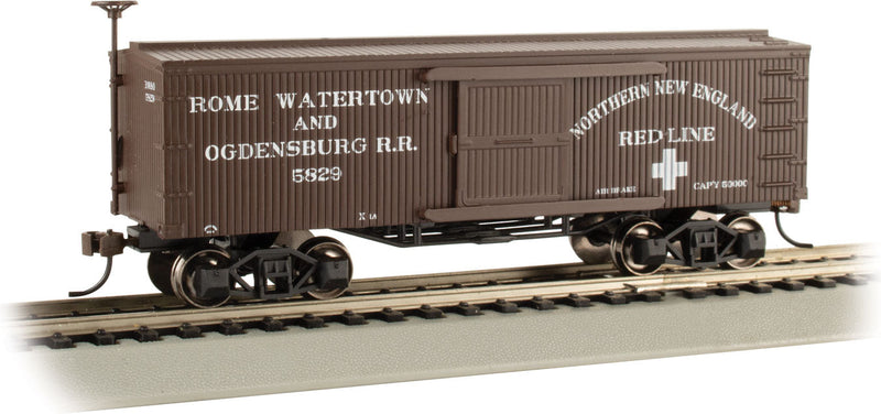 34' Old-Time Wood Boxcar - Ready to Run - Silver Series(R) -- Rome, Watertown and Ogdensburg (Boxcar Red)