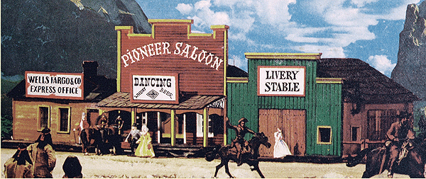 Classic Wooden Western-Style 3-Building Set -- Kit - Western Union Office, Pioneer Saloon & Livery Stable