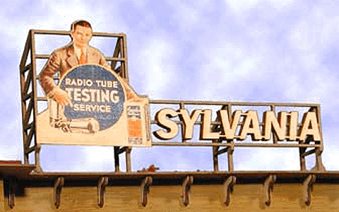 Laser-Cut Wood "Builts" Billboard - Assembled - Large, For HO & O -- Sylvania