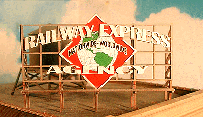 Laser-Cut Wood Billboards - Small, For N & HO -- Railway Express Agency "Nationwide-Worldwide" On Globe