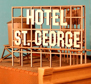 Laser-Cut Wood Billboards - Large, For HO & O -- Hotel St. George 3-1/8 x 2" 7.8 x 5cm