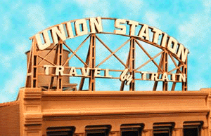 Laser-Cut Wood Billboards - Large, For HO & O -- Union Station 5-5/8 x 3" 14 x 7.5cm