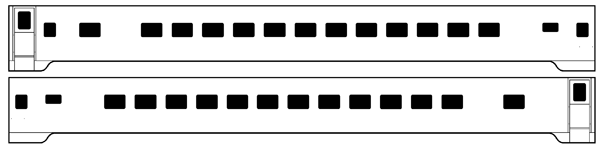 Brass Sides - Great Northern "Empire Builder" -- ACF 48-Seat Leg-Rest Coach #1215-18, 1227-32; CB&Q 1219-20; SP&S 300
