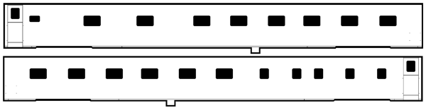 Union Pacific/Chicago & North Western Passenger Car Sides Only (Etched Brass) -- ACF 12-4 Sleeper UP/CNW Western Series & Wabash Blue Series (Unpainted)