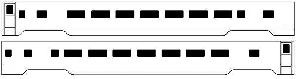 Brass Passenger Car Sides Only - Kit (Etched Brass, Unpainted) -- GN/CB&Q 1116 Series ACF 60-Seat No-Office Coach (International & Red River)