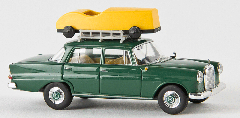 1961-1965 Mercedes-Benz 190c Sedan - Assembled - Starmada(TM) -- With Roof Rack & Mini Car (green)