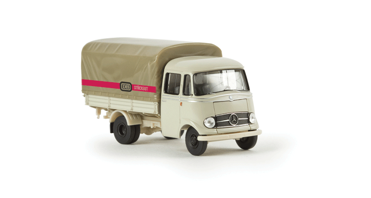 1956-1968 Mercedes-Benz L 319 Low-Side Truck - Assembled - Starmada(TM) -- German Federal Railroad DB (tan, red, German Lettering)