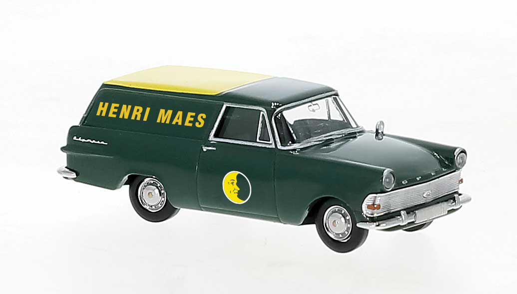 1957-1960 Opel Rekord P2 CarAVan Cargo Station Wagon - Assembled -- Henri Maes (green, yellow, French Lettering)