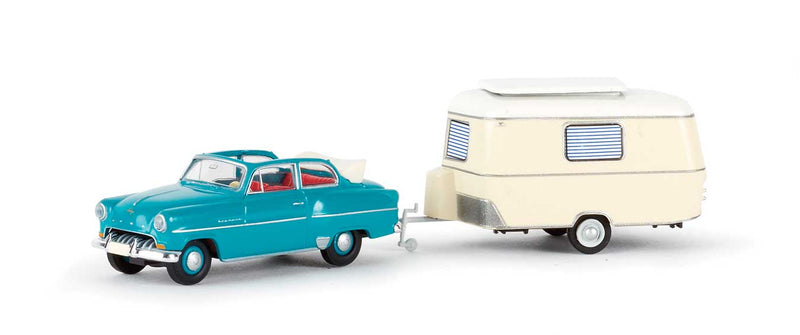 1953-1954 Opel Olympia Rekord Convertible with Eriba Camper Trailer - Assemble -- Various Colors-1
