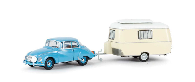 1959-1963 Auto Union 1000 S Sedan with Eriba Camper Trailer - Assembled -- Various Colors-1