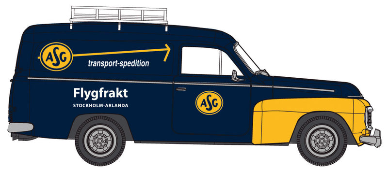 1954-69 Volvo Duett Delivery (No Side Windows) Station Wagon - Assembled -- ASG (blue, yellow, Dutch Lettering)