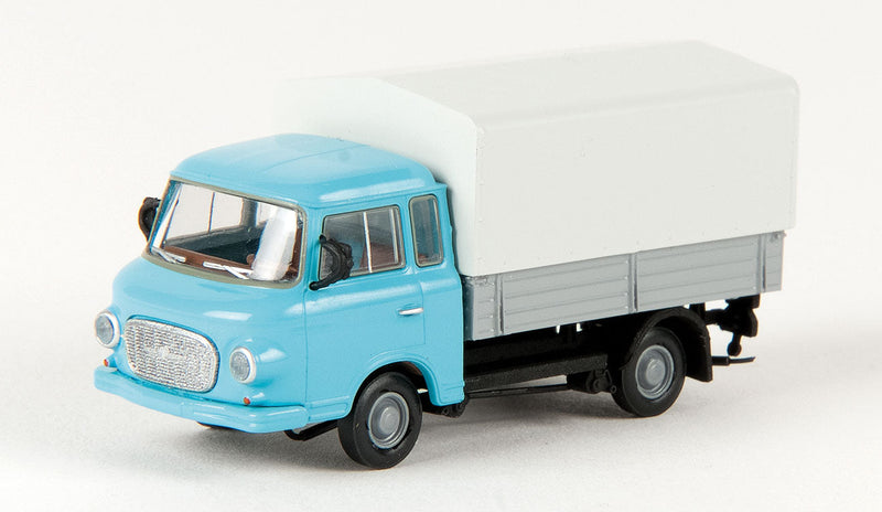 1961-1991 Barkas B 1000 Low-Sided Delivery Truck w/Tarp Cover - Assembled -- Blue, Gray