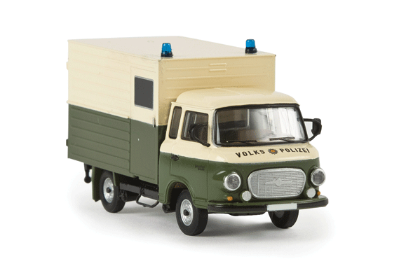1961-1991 Barkas B 1000 Box Van Delivery Truck - Assembled -- Volkspolizei (green, ivory, German Lettering)