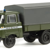 Robur LO 2501 PP Low-Sided Delivery Truck w/Tarp Cover - Assembled -- Volkspolizei (green, white, German Lettering)