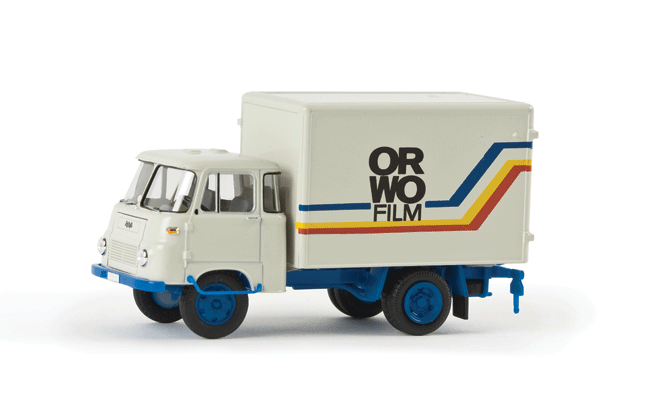 Robur LO 2501 PP Box-Body Delivery Truck - Assembled -- ORWO Film (white, blue, black, red, yellow, German Lettering)-1