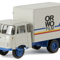 Robur LO 2501 PP Box-Body Delivery Truck - Assembled -- ORWO Film (white, blue, black, red, yellow, German Lettering)