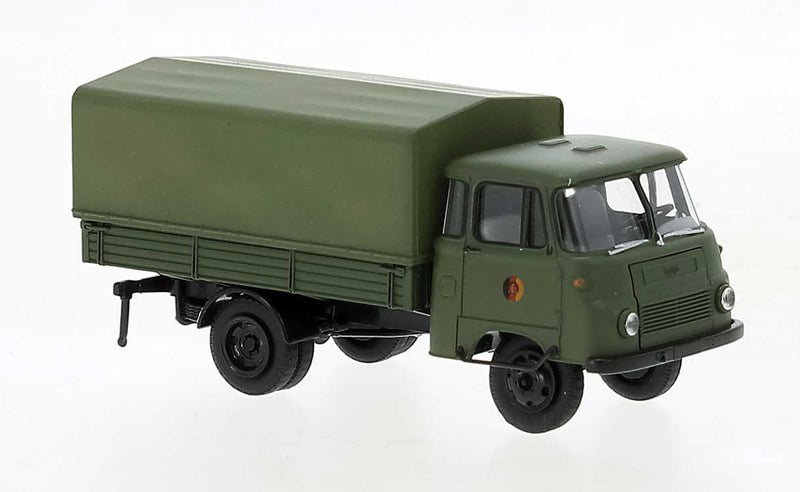 1968 Robur LO 2501 PP Low-Sided Delivery Truck w/Tarp Cover - Assembled -- NVA (green, German Lettering)