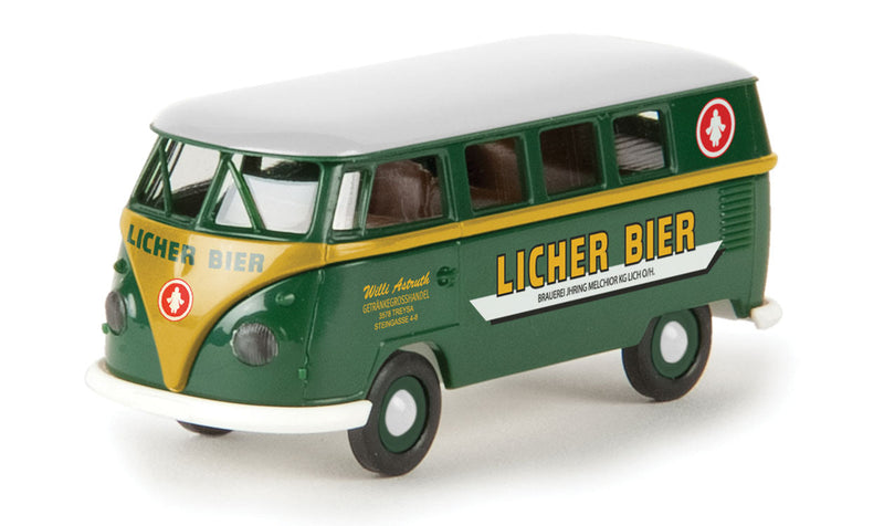 1960-63 Volkswagen Kombi T1b Passenger Van - Assembled -- Licher Beer (green, yellow, white, German Lettering)