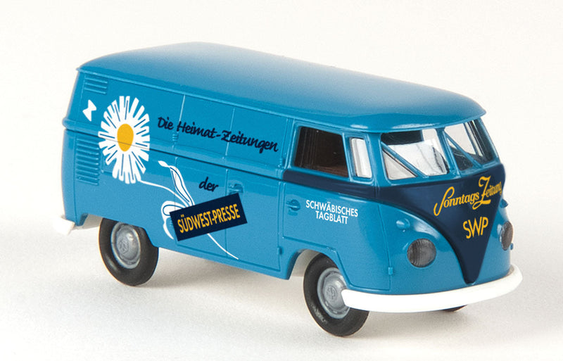 1960-1963 Volkswagen T1b Cargo Van w/Rear Windows - Assembled -- Sudwest Presse (blue, black, white, German Lettering)