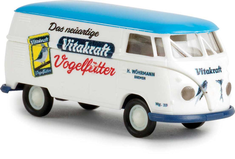 1960-1963 Volkswagen T1b Cargo Van w/Rear Windows - Assembled -- Vitakraft (white, blue, German Lettering)