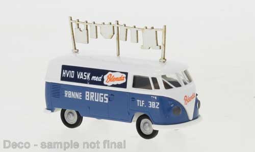 1960-1963 Volkswagen T1b Cargo Van with Rear Windows -- Ronne Brugs - Blenda (blue, white, red, German Lettering)