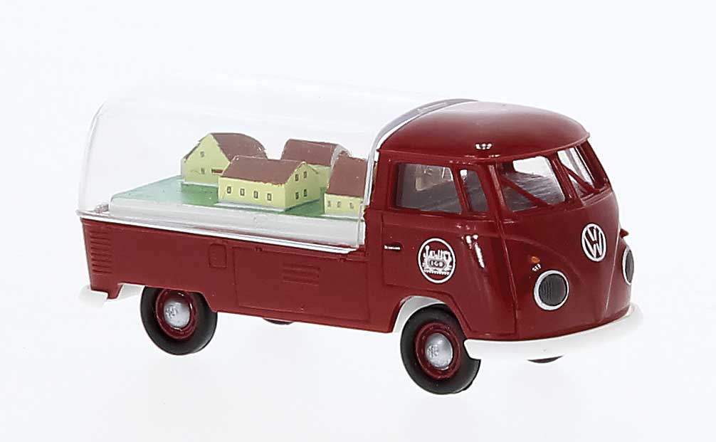 1960-1963 Volkswagen Pritsche T1b Crew-Cab Flatbed w/Clear Cap - Assembled -- LGB (red, white)