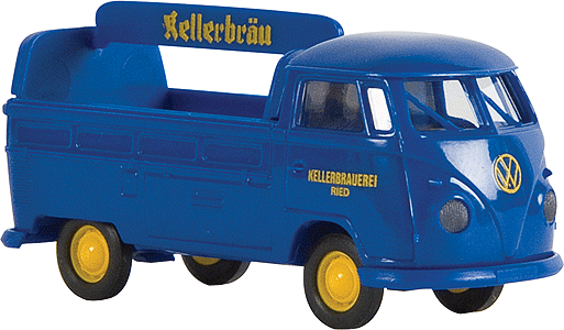 1960-1963 Volkswagen Pritsche T1b Standard-Cab Pickup Truck - Assembled -- Kellerbrau (blue, yellow, German Lettering)