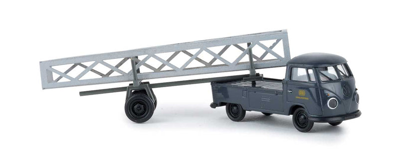 1960-1963 Volkswagen Pritsche T1b Pickup Truck with Trailer - Assembled -- German Federal Railroad DB (gray)