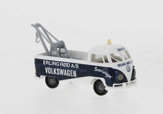 1960-1963 Volkswagen Pritsche T1b Standard-Cab Pickup Tow Truck - Assembled -- Erling Rod VW (black, white, German Lettering)