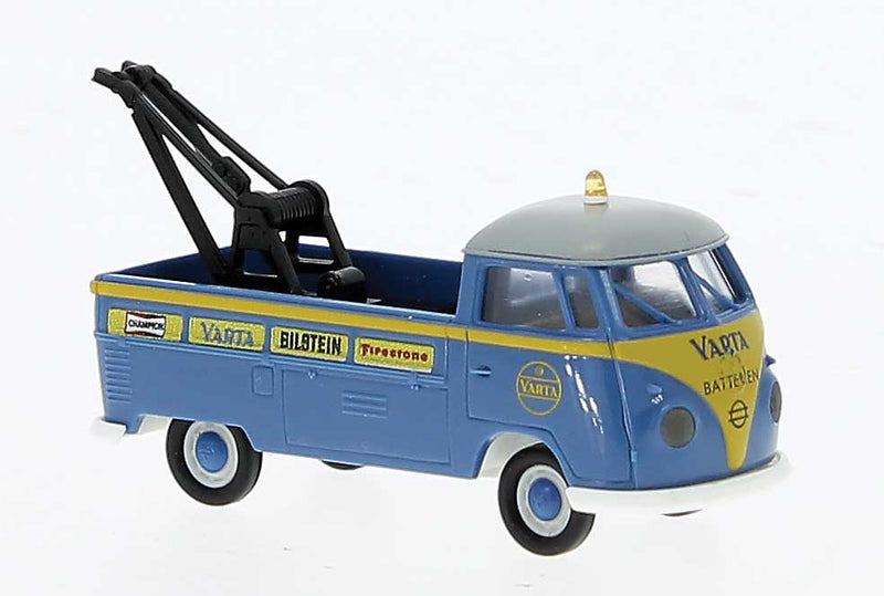 1960-1963 Volkswagen Pritsche T1b Standard-Cab Tow Truck - Assembled -- Varta (blue, yellow, German Lettering)
