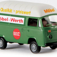 1973-1979 Volkswagen High-Roof Kasten T2 Cargo Van - Assembled -- Mobel Werth (green, white, red, German Lettering)