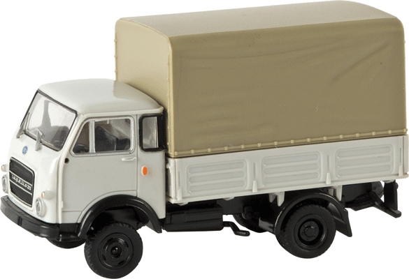 1962-1972 Fiat OM Lupetto Low-Side Delivery Truck w/Canvas Cover - Assembled -- Light Gray, Black-1