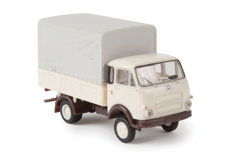 1962-1972 Fiat OM Lupetto Low-Side Delivery Truck w/Canvas Cover - Assembled -- Ivory, Brown