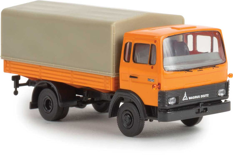 1971 Magirus MK 130M8 Low-Side Deilvery Truck w/Tarp Cover - Assembled -- Yellow-Orange